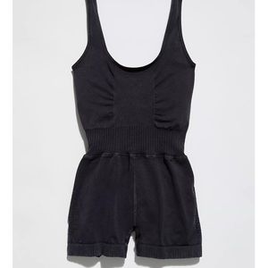Free People Good Karma Runsie washed black M/L strappy top BNWOT